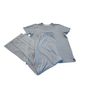 P.J. Salvage Women's Short Sleeve Top and Bottom Pajama Set Light Blue Size 8